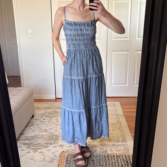 GAP Dresses & Skirts - Gap Blue 100% Cotton Adjustable Strap Midi Dress Size XS